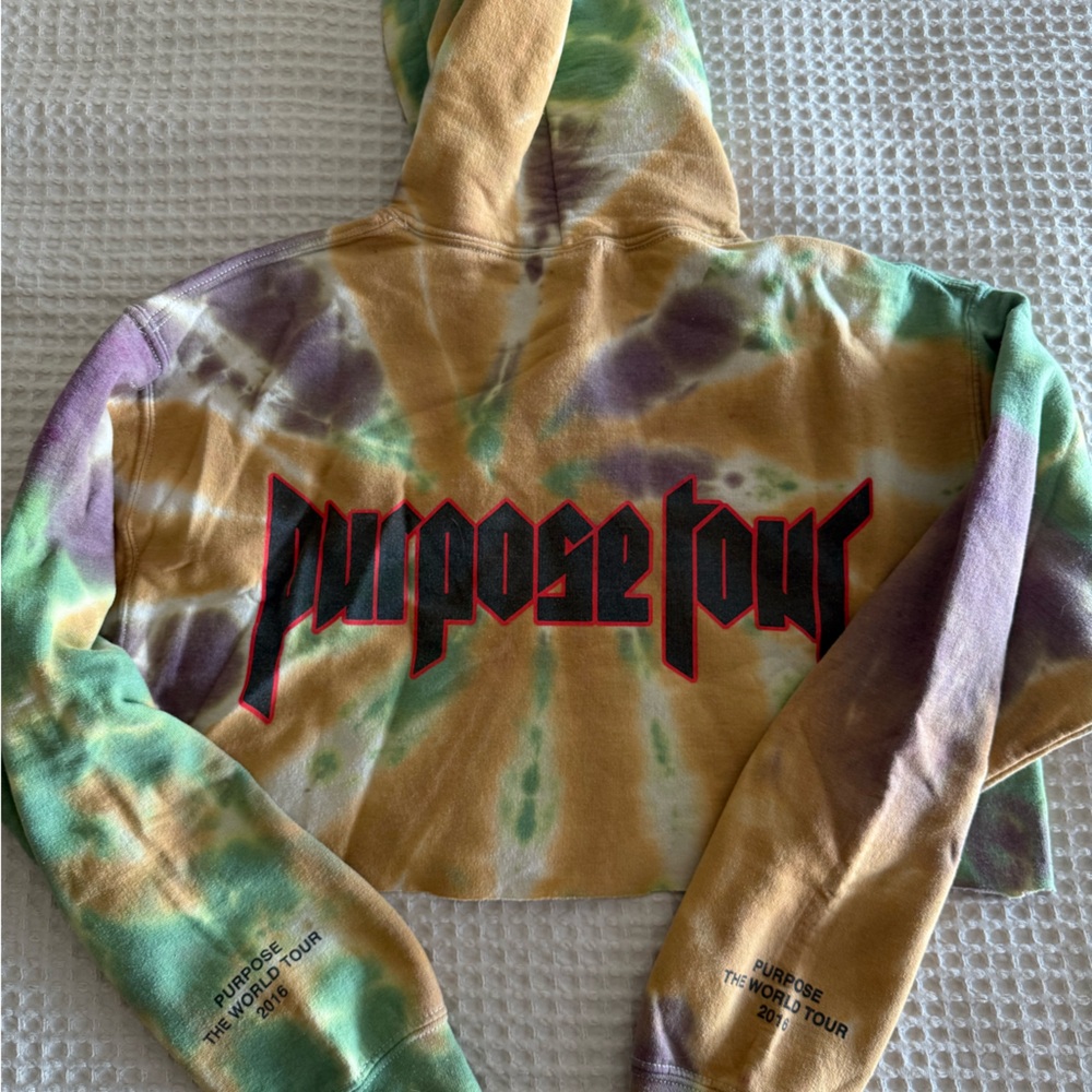 Cropped Justin Bieber Purpose Tour Tie-Dye Hoodie